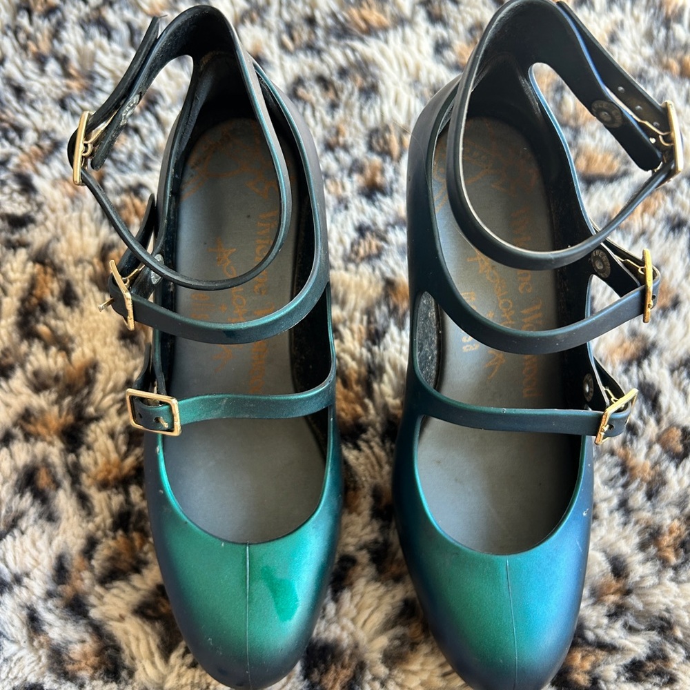 Vivienne Westwood Emerald Triple Strap Heels